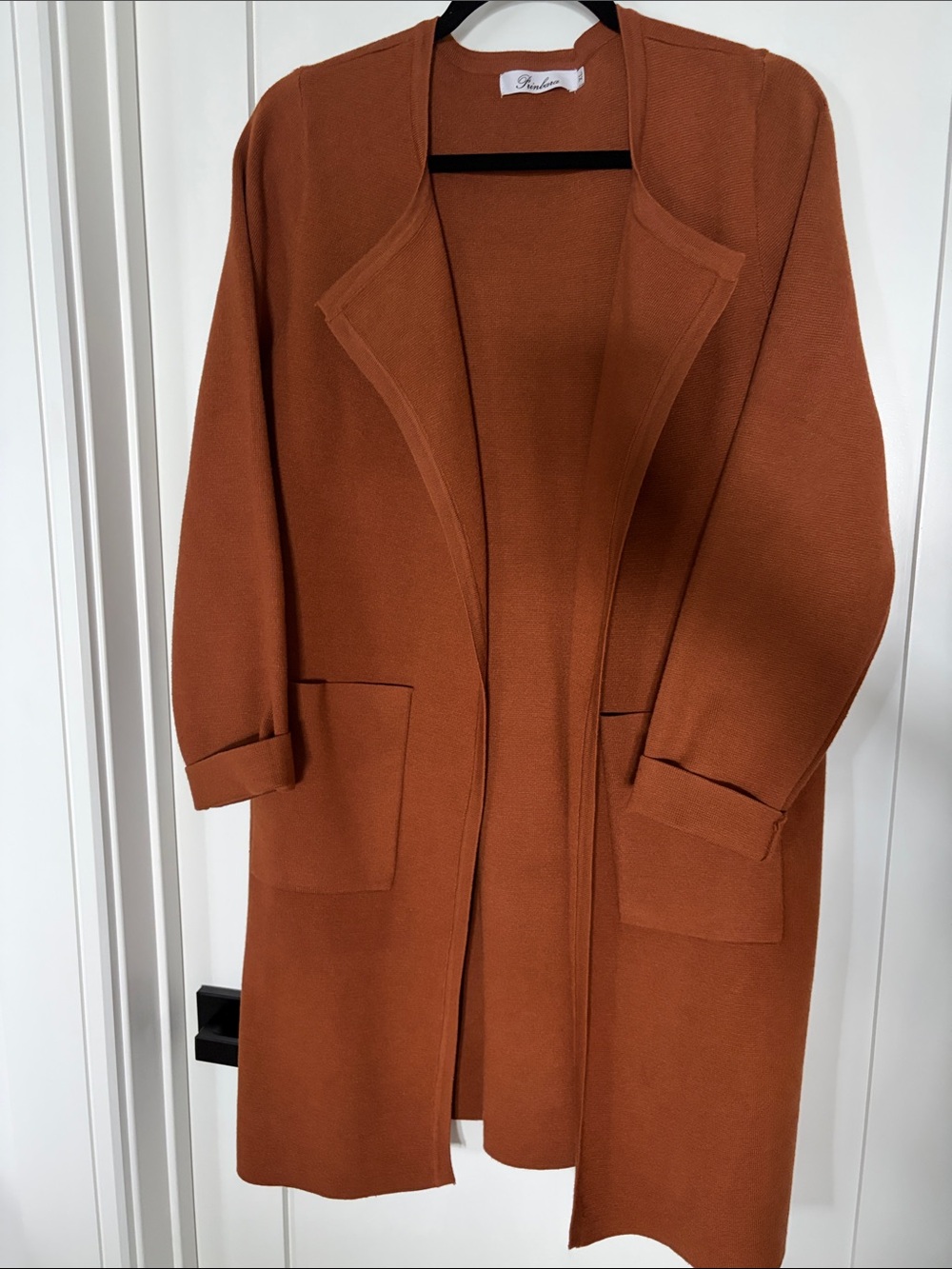 Open-Front Rust Knit Heavyweight Cardigan